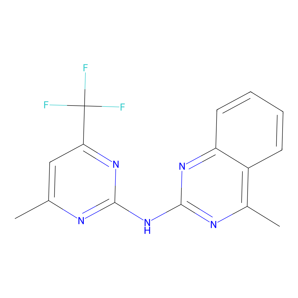 4-methyl-N-[4-methyl-6-(trifluoromethyl)pyrimidin-2-yl]quinazolin-2-amine molecular structure, CAS 673492-88-1