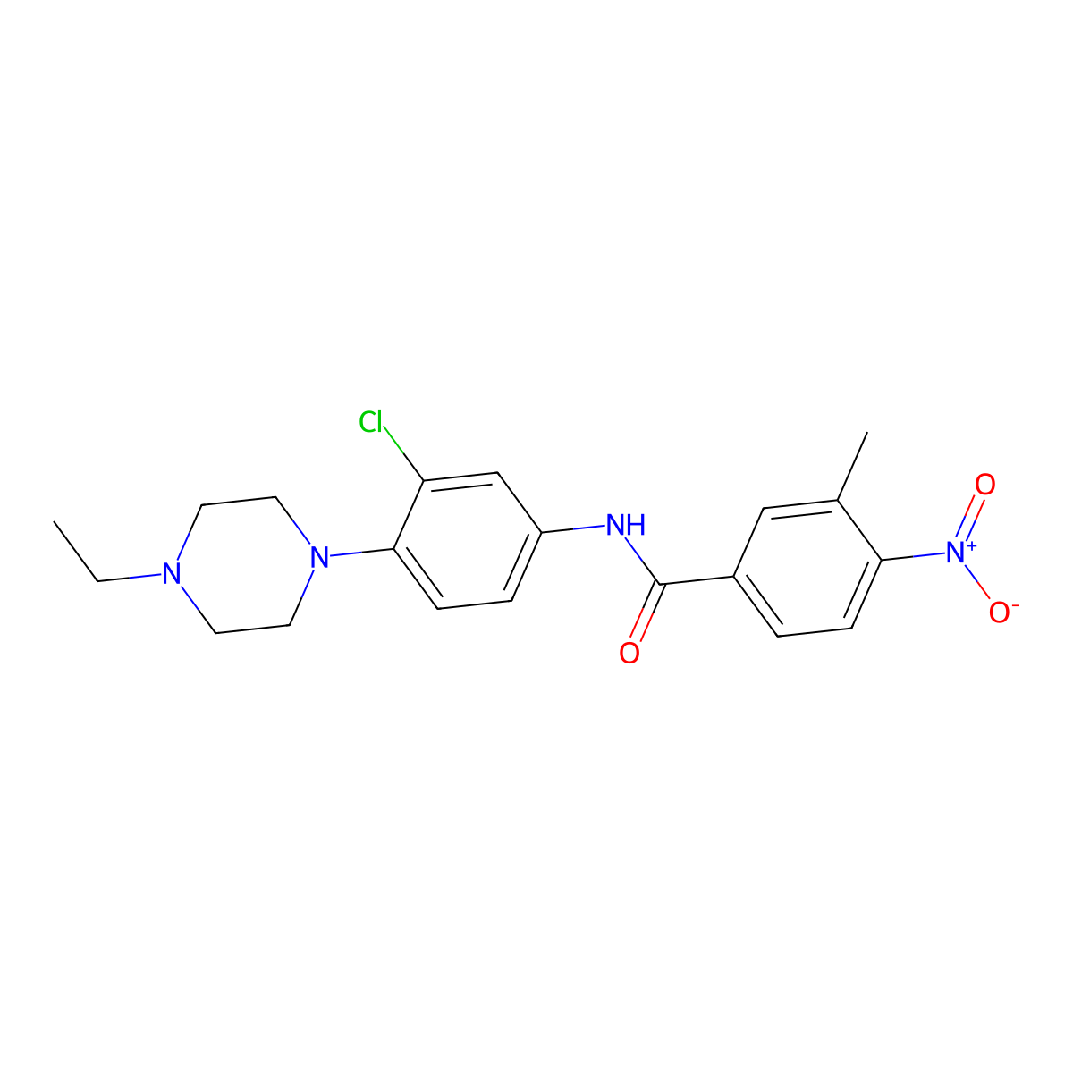 N-[3-chloro-4-(4-ethylpiperazin-1-yl)phenyl]-3-methyl-4-nitrobenzamide molecular structure, CAS 673492-89-2