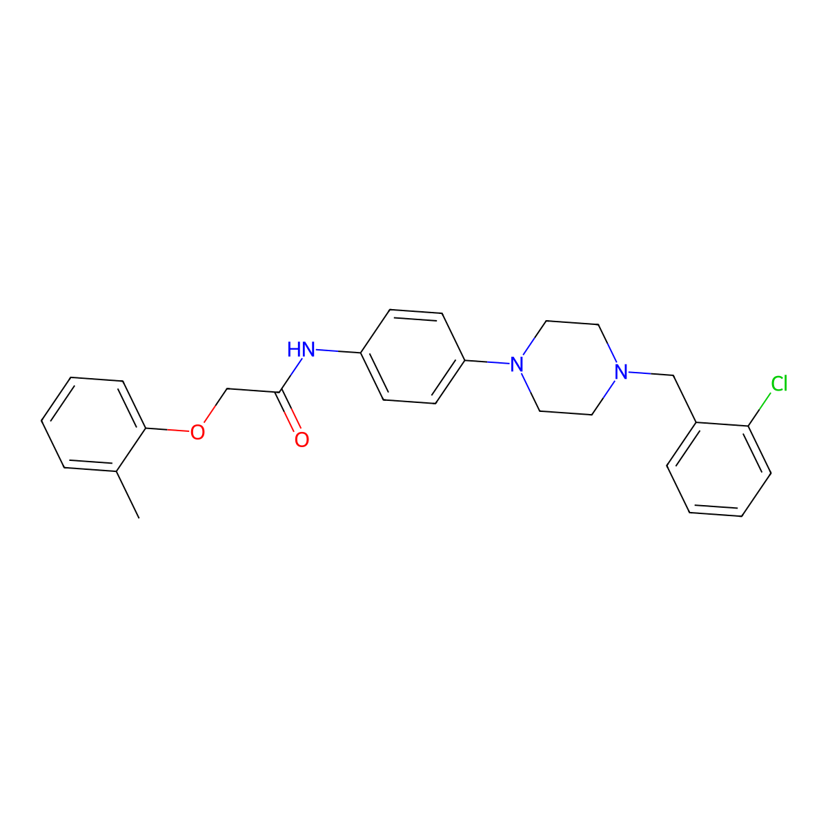 N-[4-[4-[(2-chlorophenyl)methyl]piperazin-1-yl]phenyl]-2-(2-methylphenoxy)acetamide molecular structure, CAS 673492-99-4