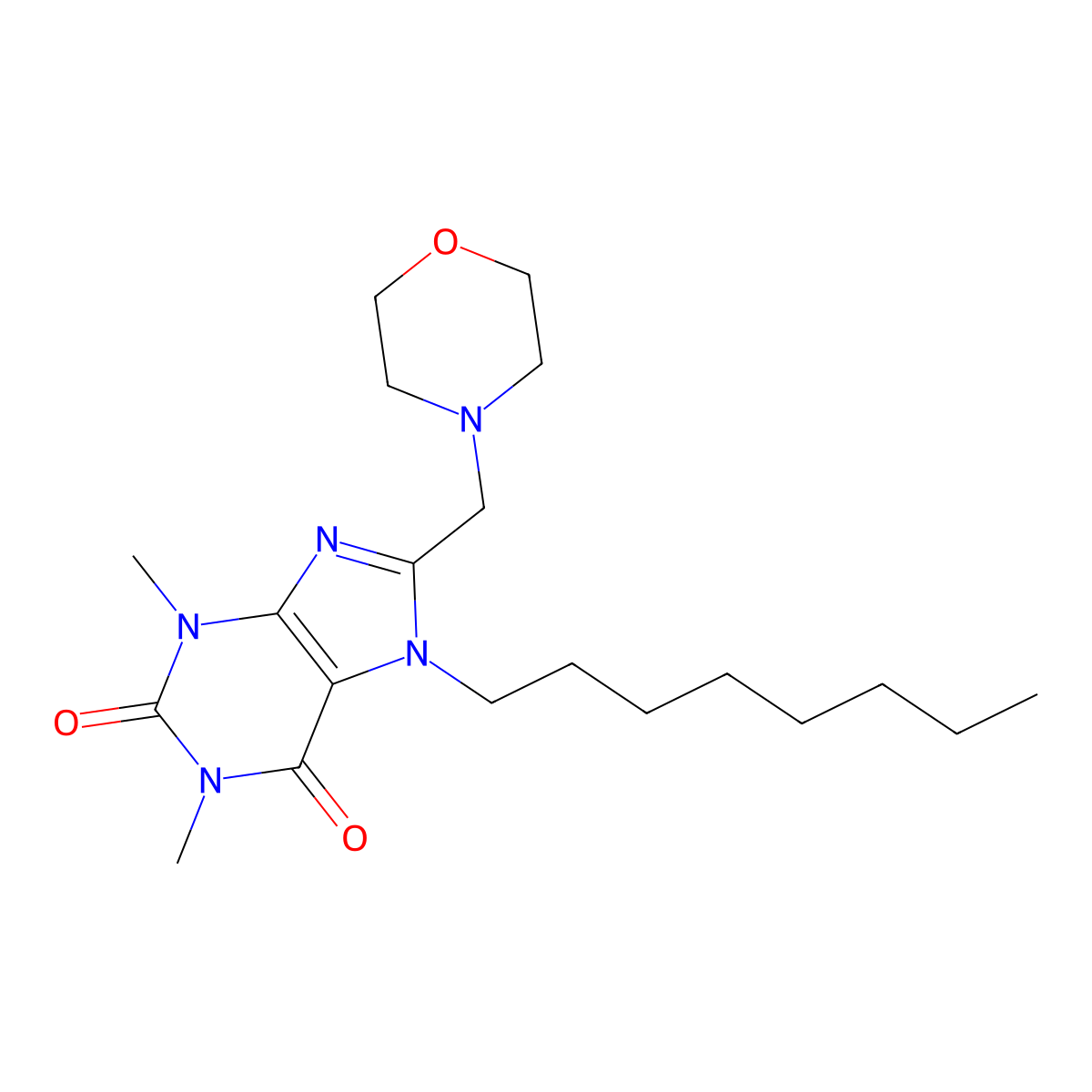 1,3-Dimethyl-8-(morpholin-4-ylmethyl)-7-octylpurine-2,6-dione molecular structure, CAS 673493-57-7