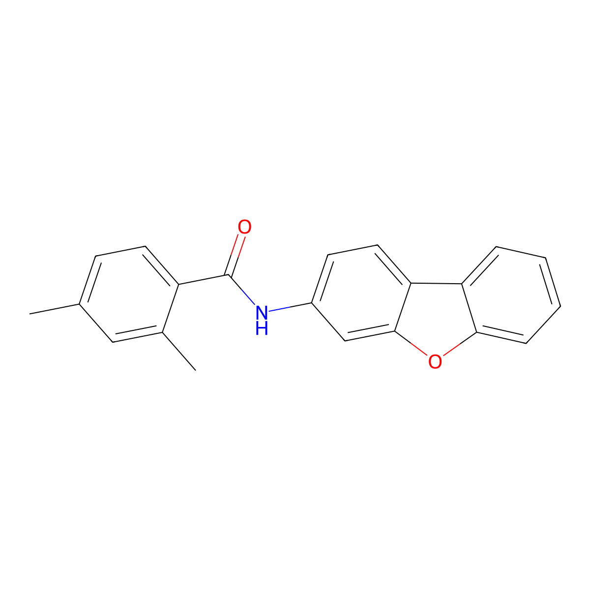 N-dibenzofuran-3-yl-2,4-dimethylbenzamide molecular structure, CAS 673494-09-2