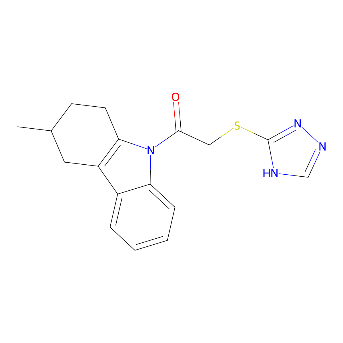 1-(3-methyl-1,2,3,4-tetrahydro-9H-carbazol-9-yl)-2-(4H-1,2,4-triazol-3-ylsulfanyl)ethanone molecular structure, CAS 673494-51-4