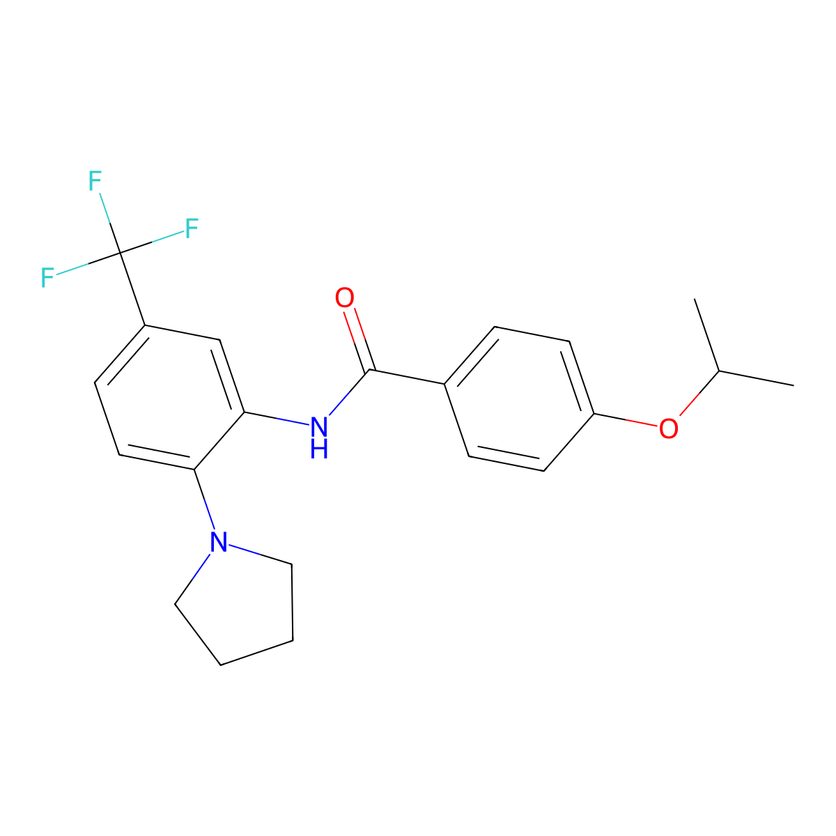 4-propan-2-yloxy-N-[2-pyrrolidin-1-yl-5-(trifluoromethyl)phenyl]benzamide molecular structure, CAS 673494-53-6