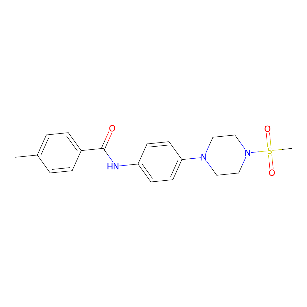 4-methyl-N-[4-(4-methylsulfonylpiperazin-1-yl)phenyl]benzamide molecular structure, CAS 673494-96-7