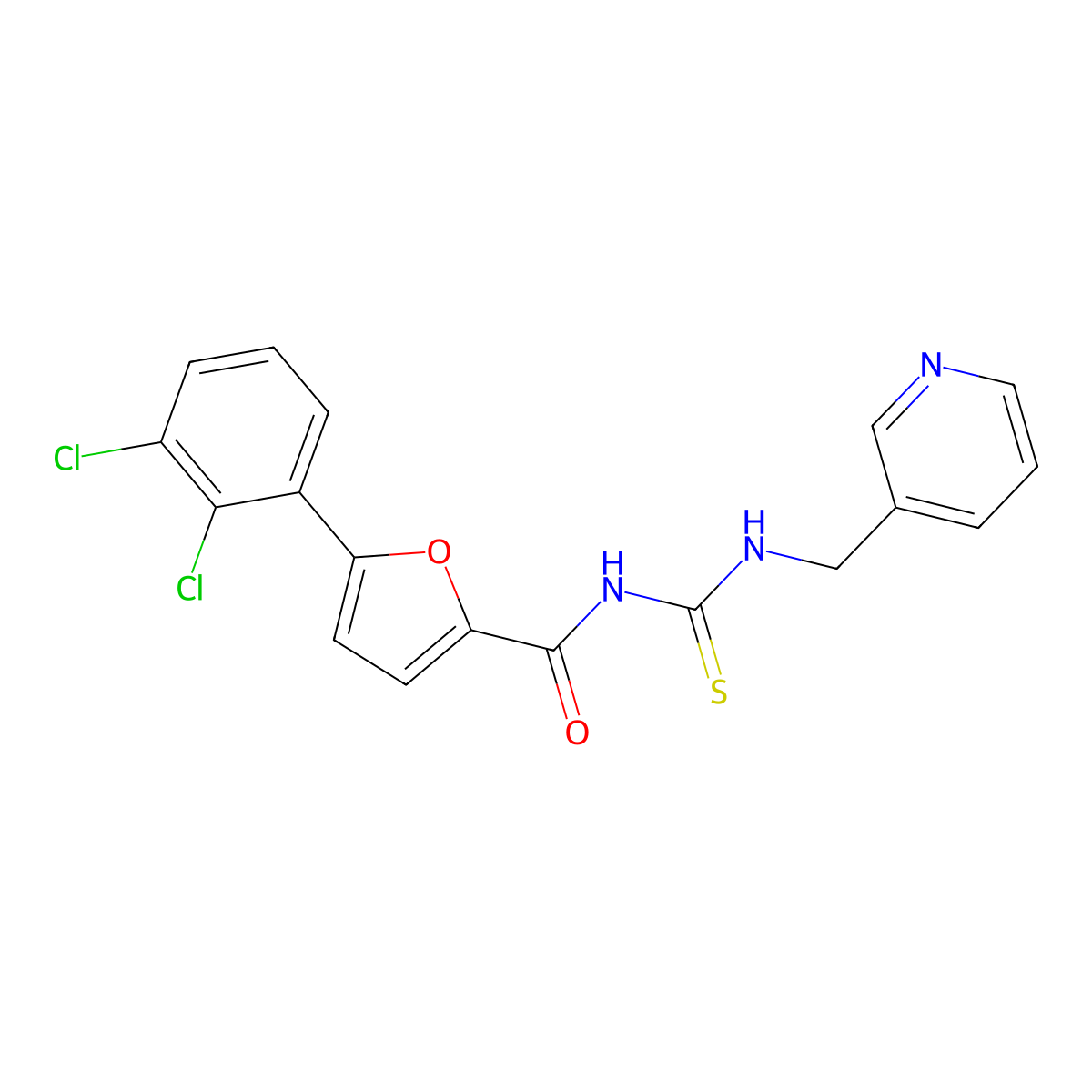 5-(2,3-dichlorophenyl)-N-(pyridin-3-ylmethylcarbamothioyl)furan-2-carboxamide molecular structure, CAS 673495-78-8