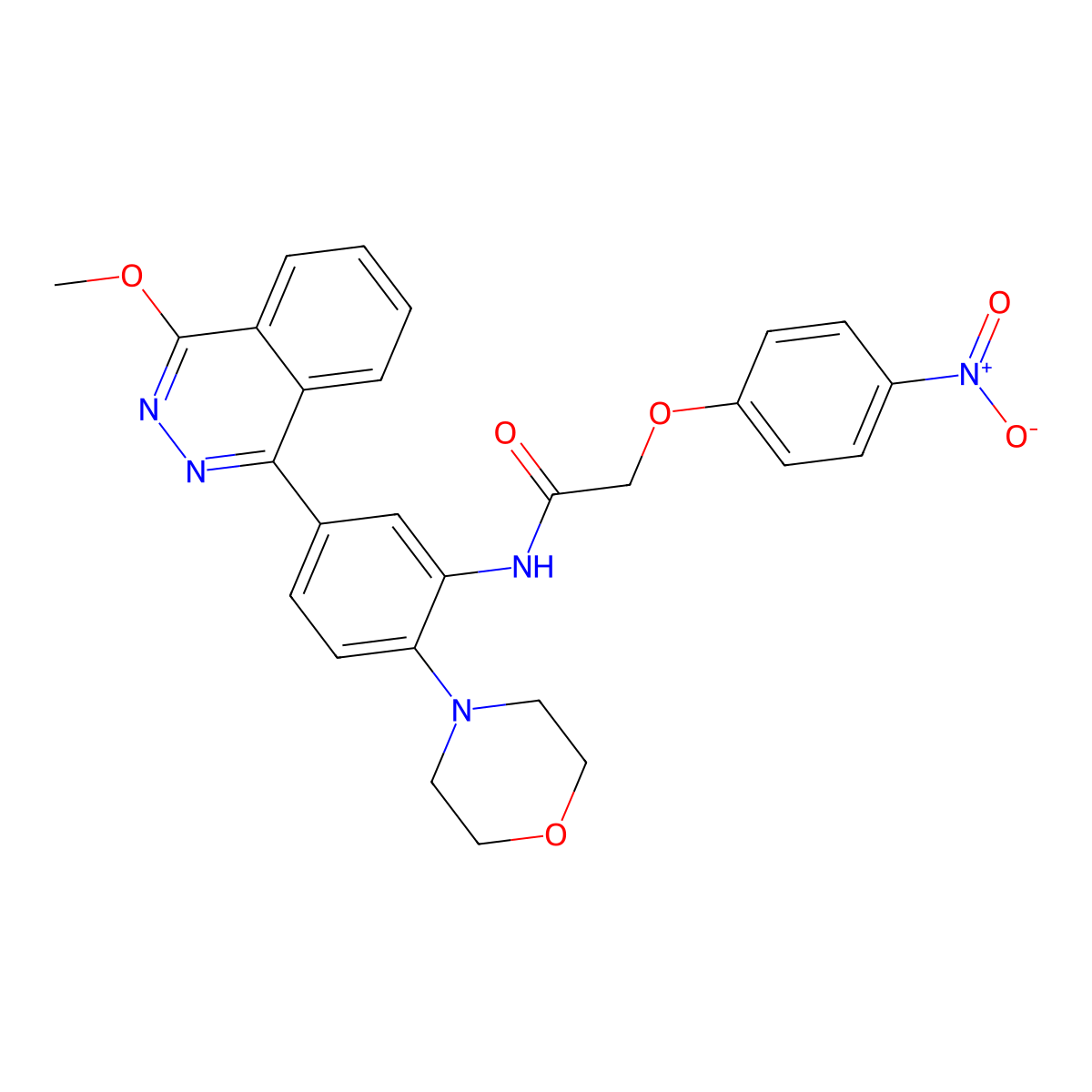N-[5-(4-methoxyphthalazin-1-yl)-2-morpholin-4-ylphenyl]-2-(4-nitrophenoxy)acetamide molecular structure, CAS 673495-82-4