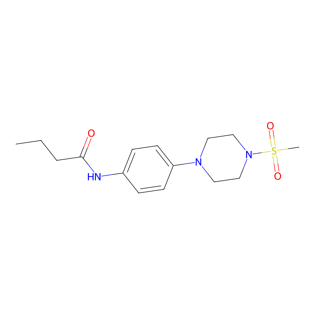 N-[4-(4-methylsulfonylpiperazin-1-yl)phenyl]butanamide molecular structure, CAS 673496-08-7