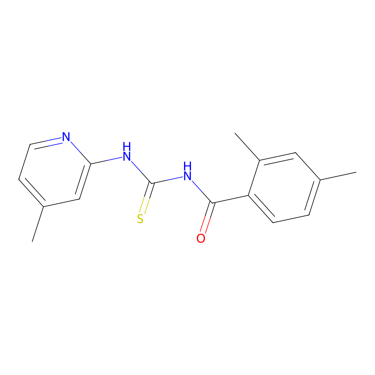 2,4-dimethyl-N-[(4-methylpyridin-2-yl)carbamothioyl]benzamide molecular structure, CAS 673496-11-2