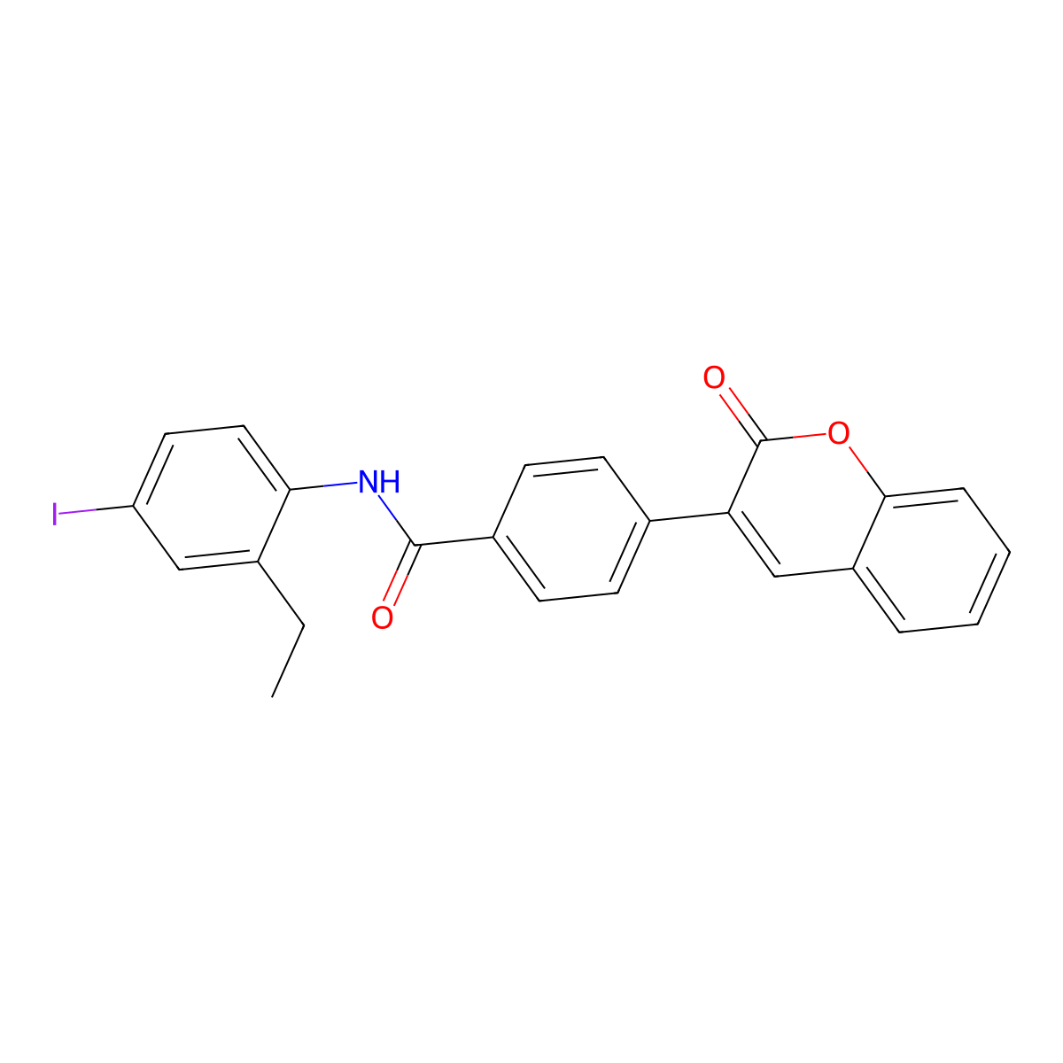 N-(2-ethyl-4-iodophenyl)-4-(2-oxochromen-3-yl)benzamide molecular structure, CAS 673496-65-6