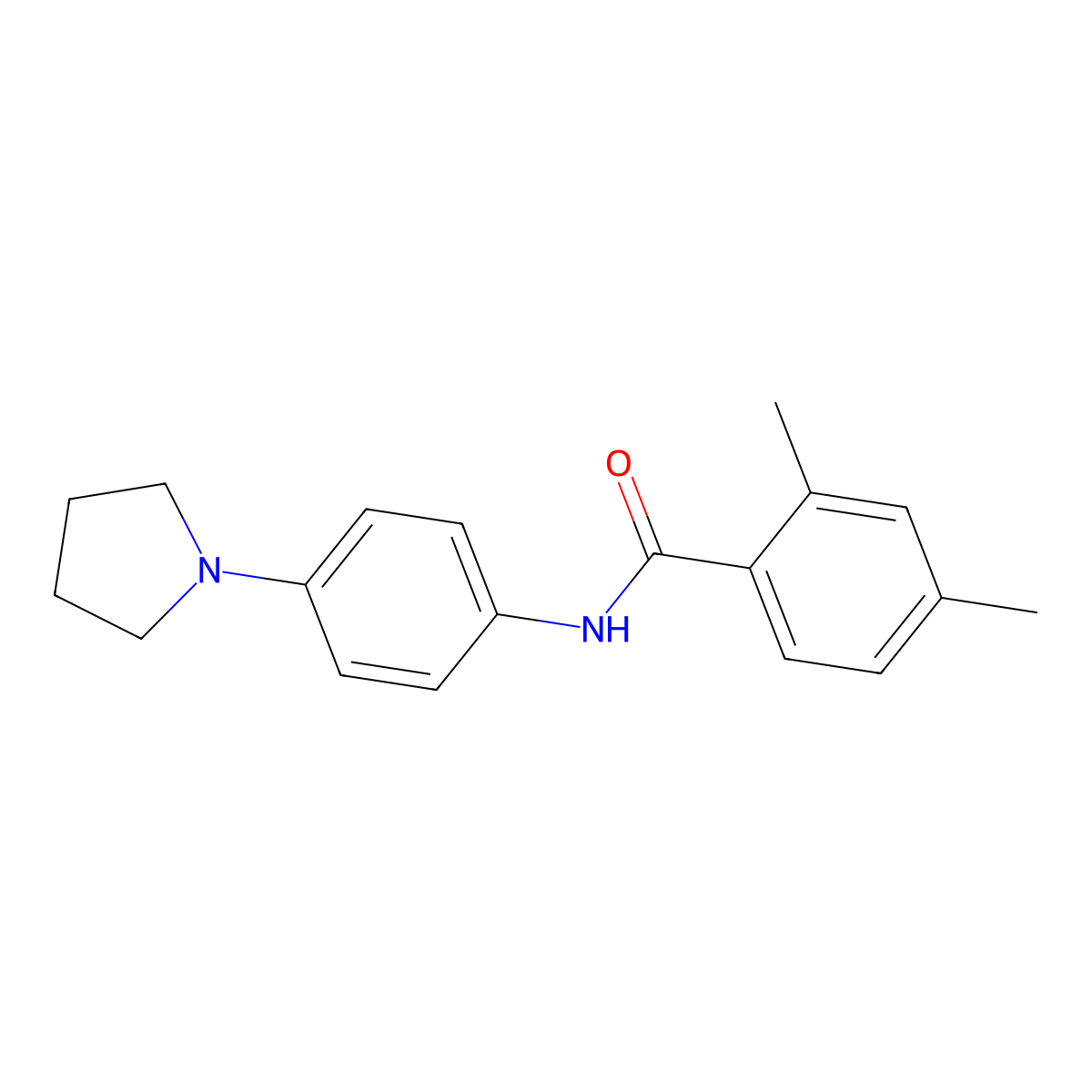 2,4-dimethyl-N-[4-(1-pyrrolidinyl)phenyl]benzamide molecular structure, CAS 673497-05-7