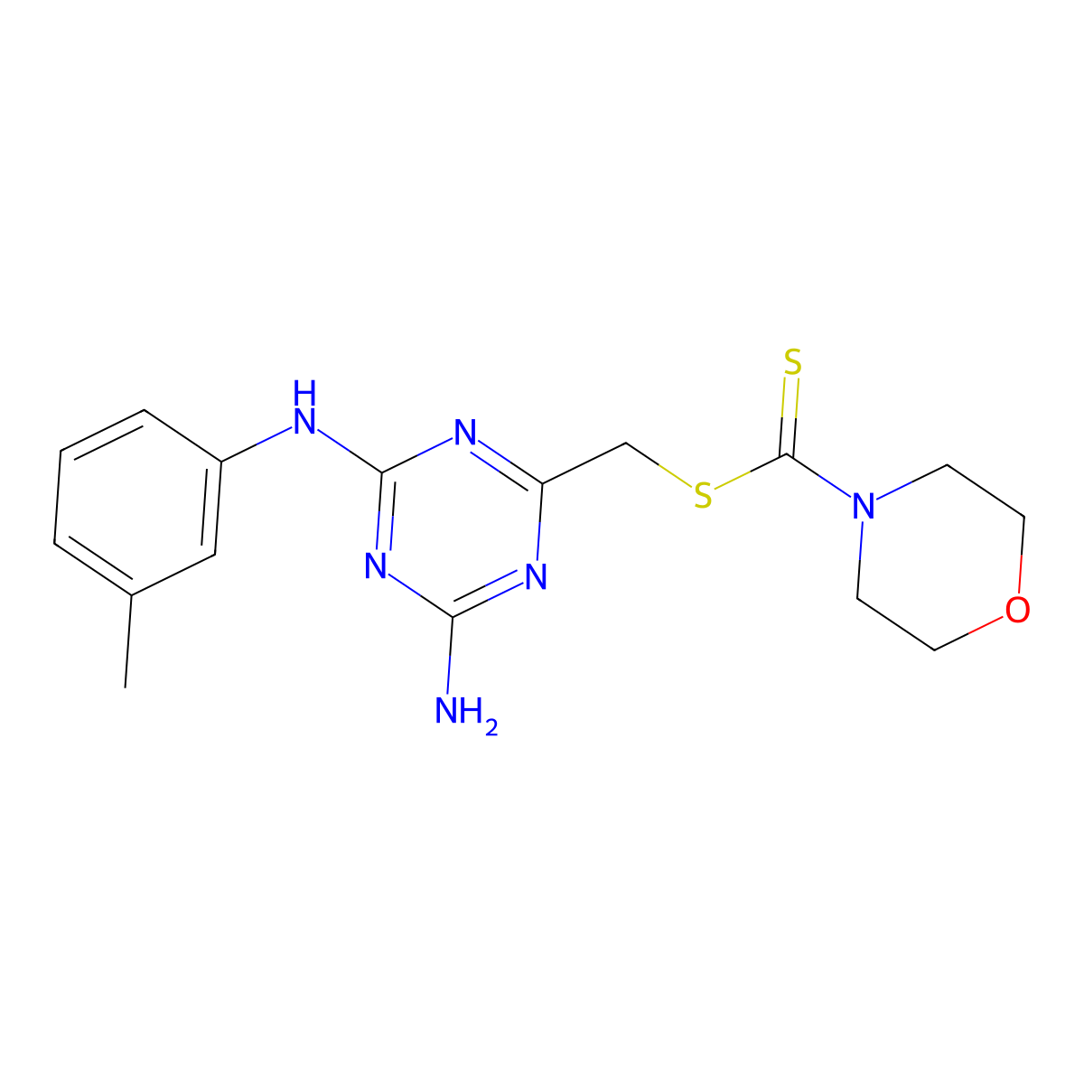 [4-Amino-6-(3-toluidino)-1,3,5-triazin-2-yl]methyl 4-morpholinecarbodithioate molecular structure, CAS 673497-14-8
