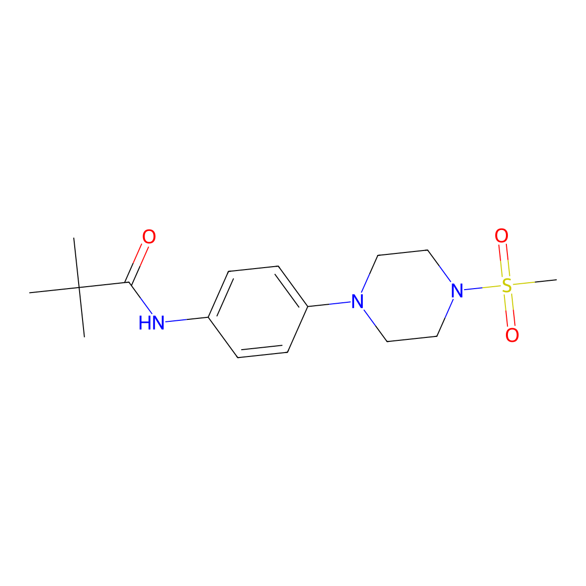 2,2-dimethyl-N-[4-(4-methylsulfonylpiperazin-1-yl)phenyl]propanamide molecular structure, CAS 673497-15-9