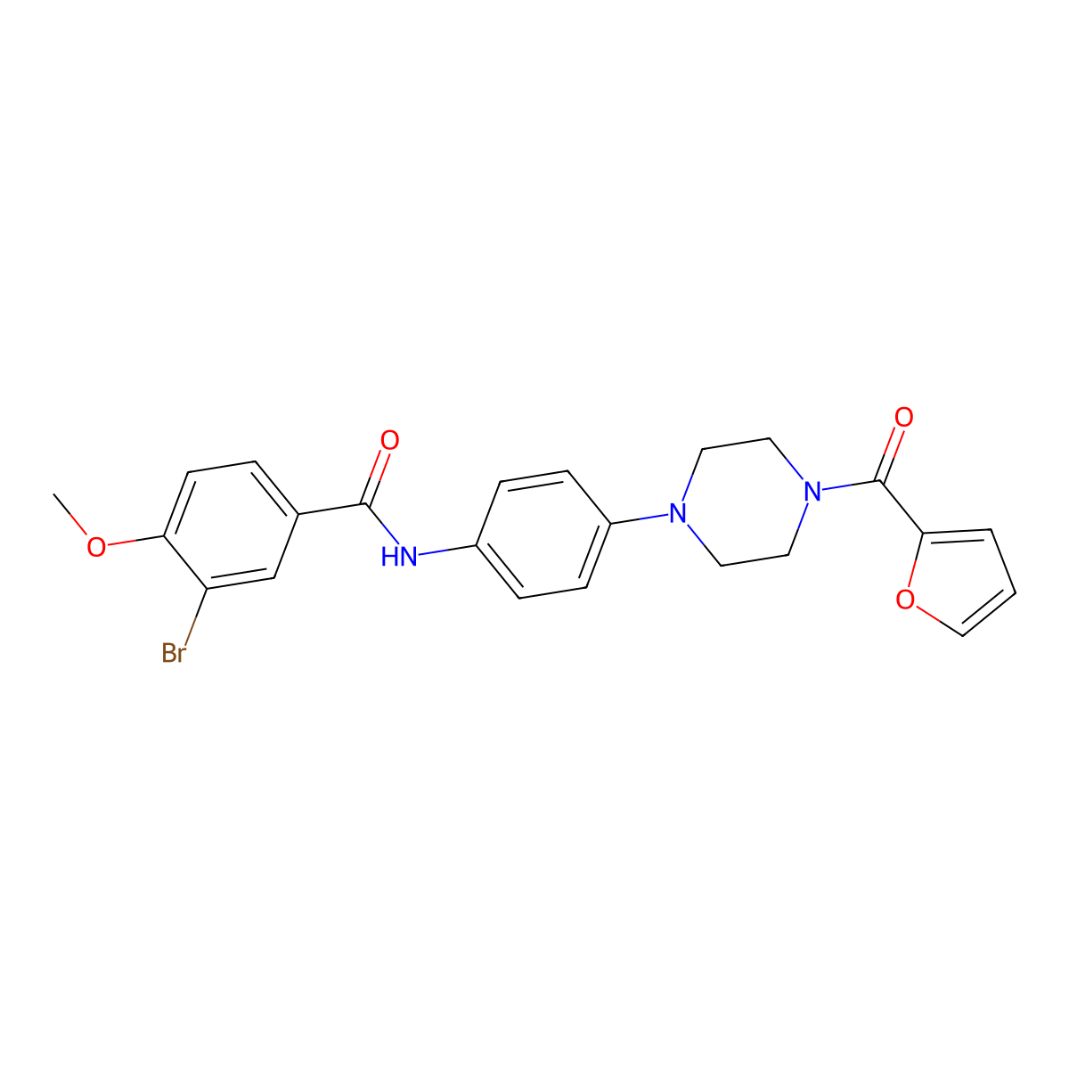 3-bromo-N-[4-[4-(furan-2-carbonyl)piperazin-1-yl]phenyl]-4-methoxybenzamide molecular structure, CAS 673497-17-1