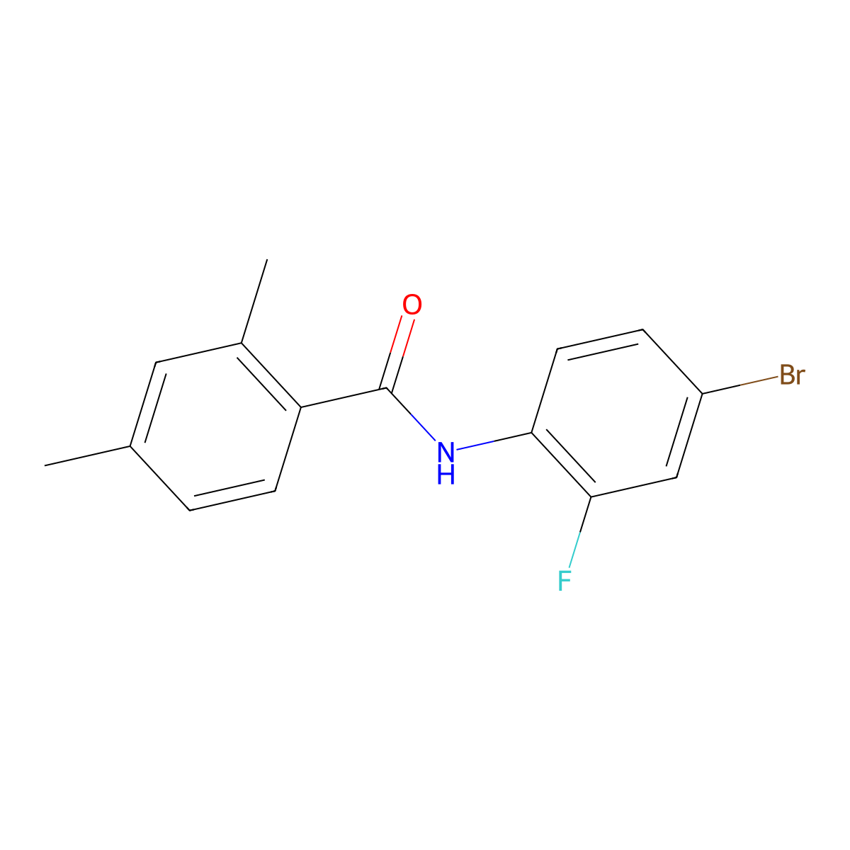 N-(4-bromo-2-fluorophenyl)-2,4-dimethylbenzamide molecular structure, CAS 673498-24-3