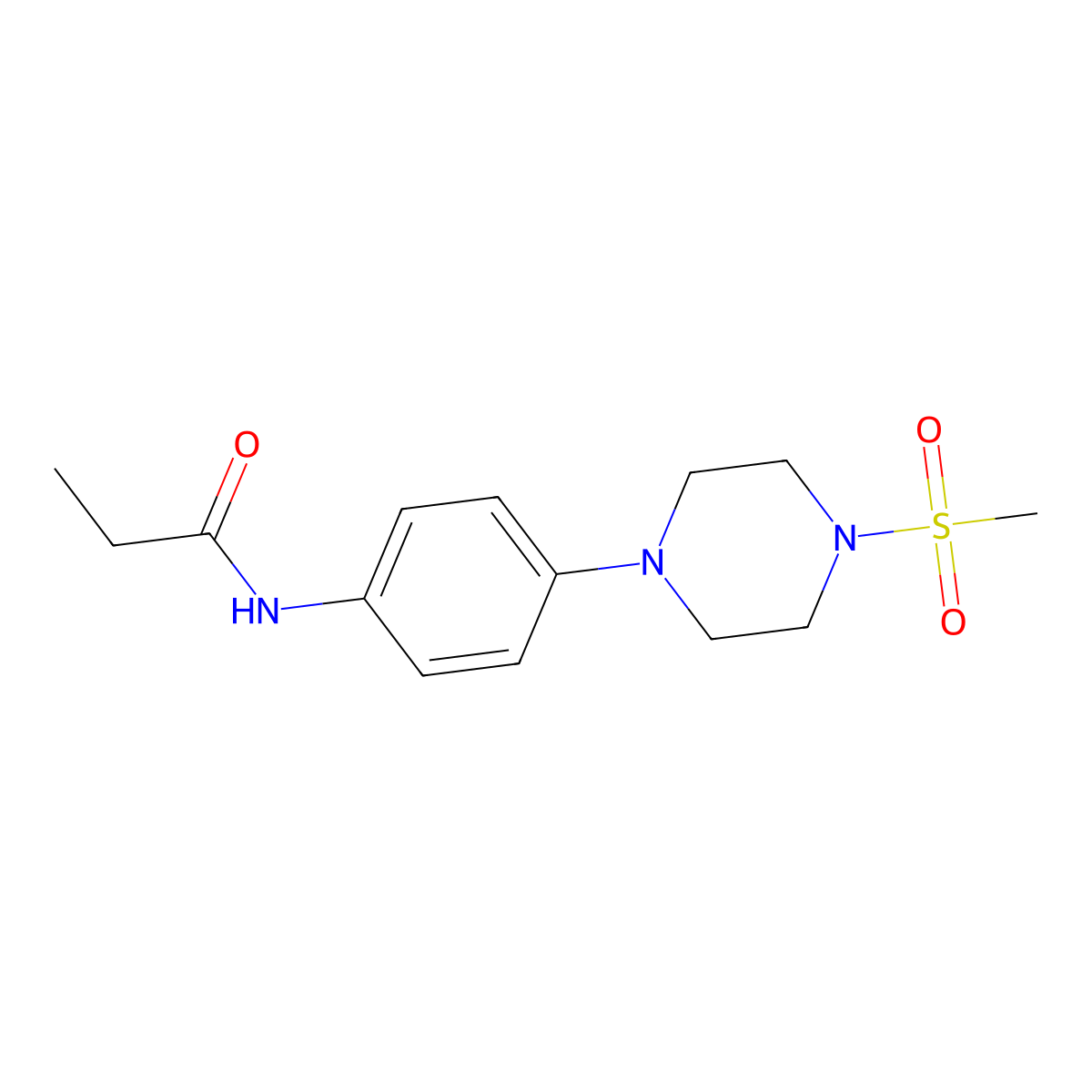 N-{4-[4-(methylsulfonyl)-1-piperazinyl]phenyl}propanamide molecular structure, CAS 673498-71-0