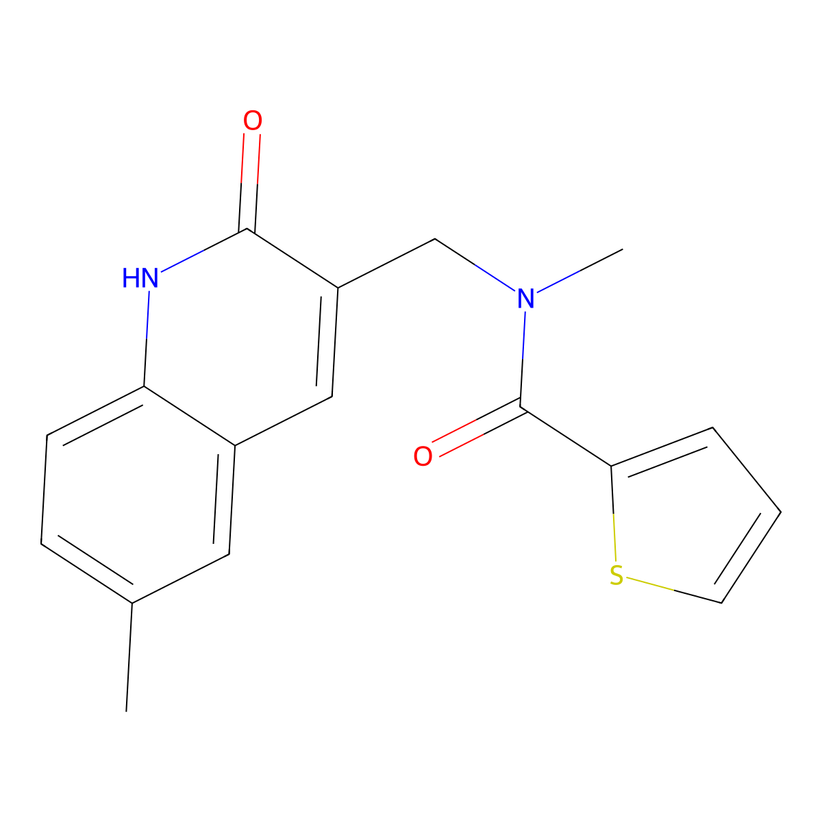 N-methyl-N-[(6-methyl-2-oxo-1H-quinolin-3-yl)methyl]thiophene-2-carboxamide molecular structure, CAS 673498-74-3
