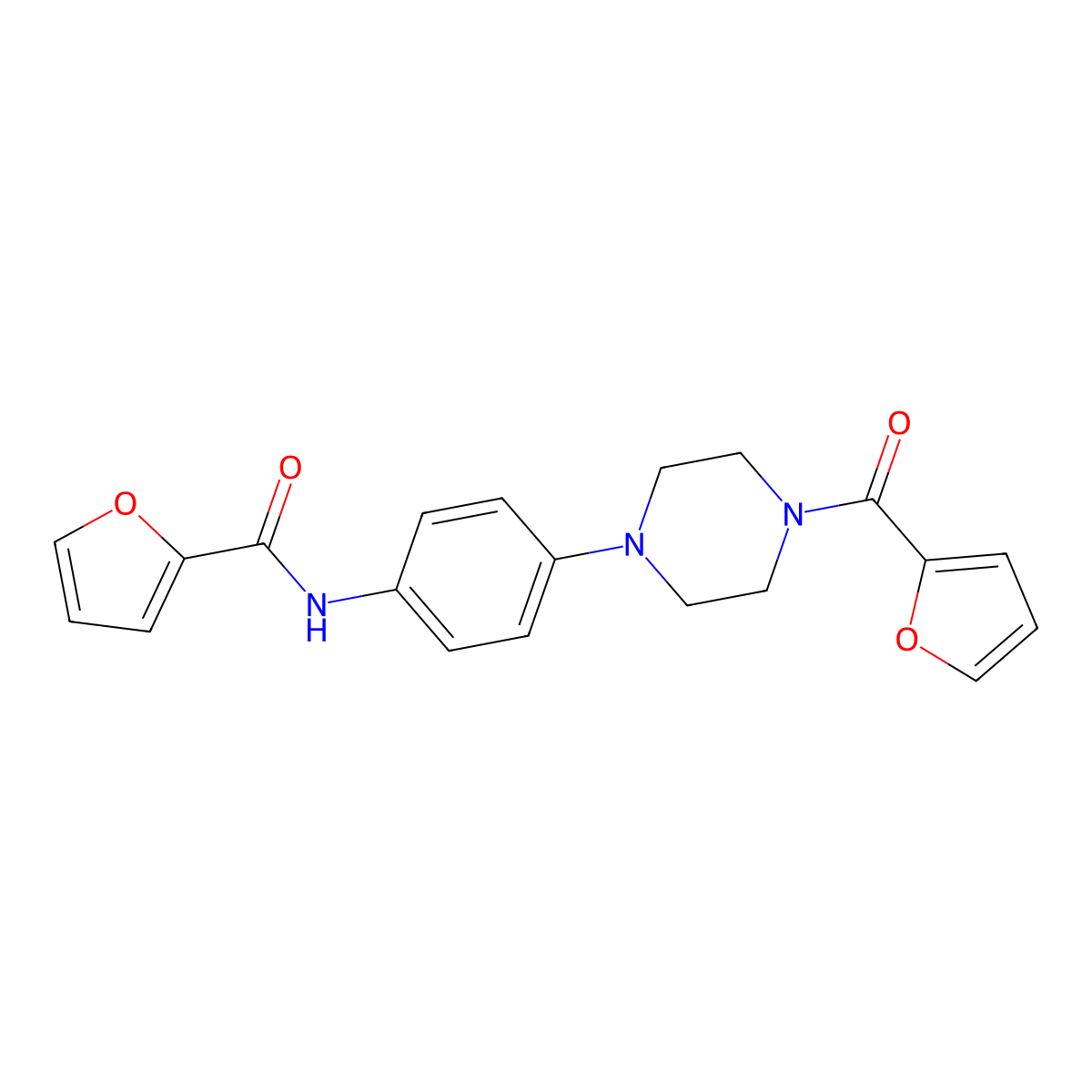 N-[4-[4-(furan-2-carbonyl)piperazin-1-yl]phenyl]furan-2-carboxamide molecular structure, CAS 673498-98-1