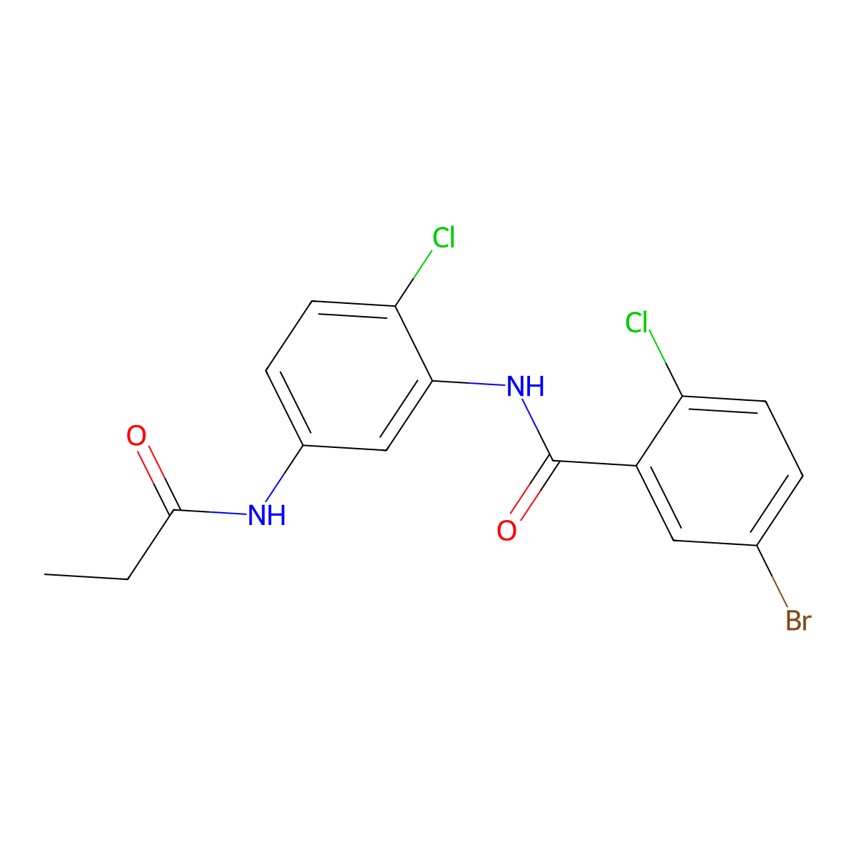 5-bromo-2-chloro-N-[2-chloro-5-(propanoylamino)phenyl]benzamide molecular structure, CAS 673499-12-2