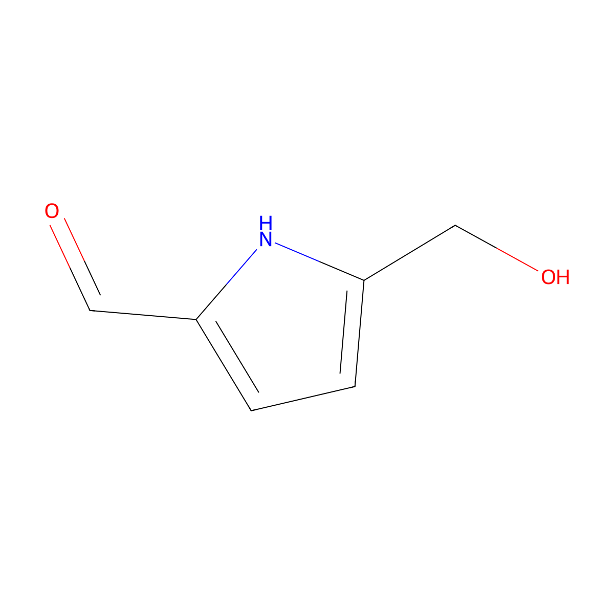 5-(hydroxymethyl)-1H-pyrrole-2-carbaldehyde molecular structure, CAS 67350-50-9