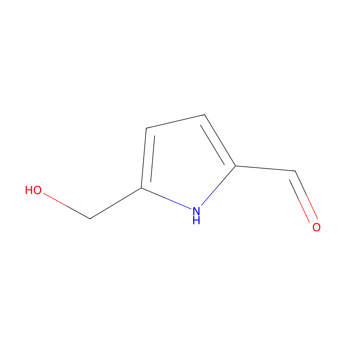 5-(hydroxymethyl)-1H-pyrrole-2-carbaldehyde molecular structure, CAS 67350-50-9