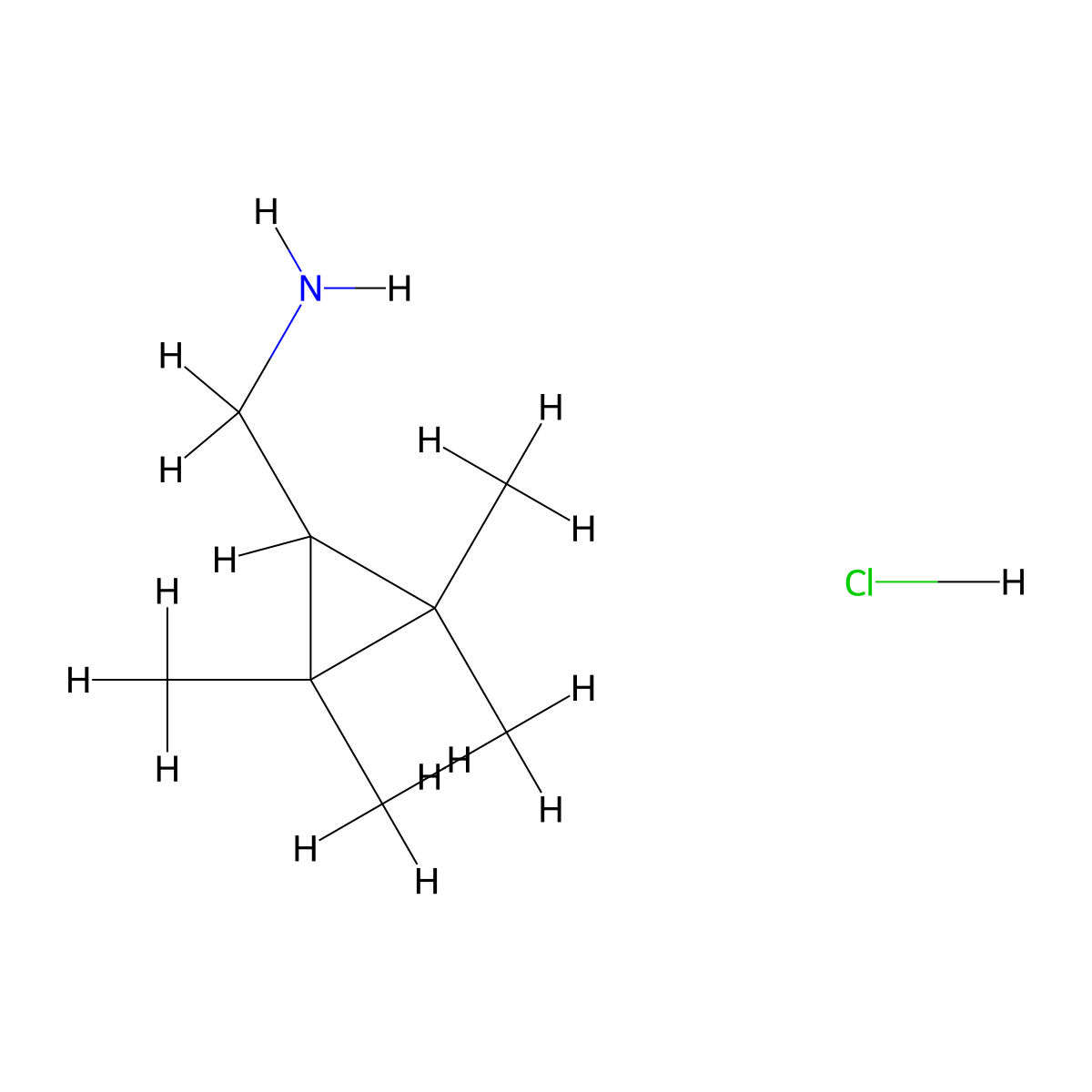 1-(2,2,3,3-Tetramethylcyclopropyl)methanamine--hydrogen chloride (1/1) molecular structure, CAS 67358-15-0