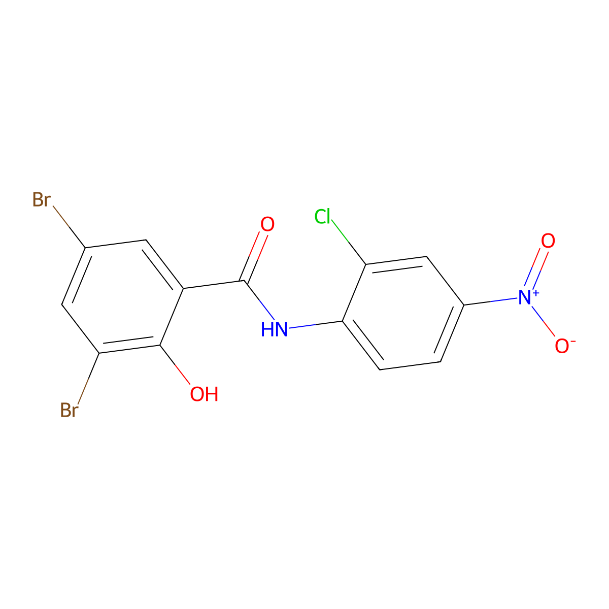 3,5-dibromo-N-(2-chloro-4-nitrophenyl)-2-hydroxybenzamide molecular structure, CAS 67358-45-6