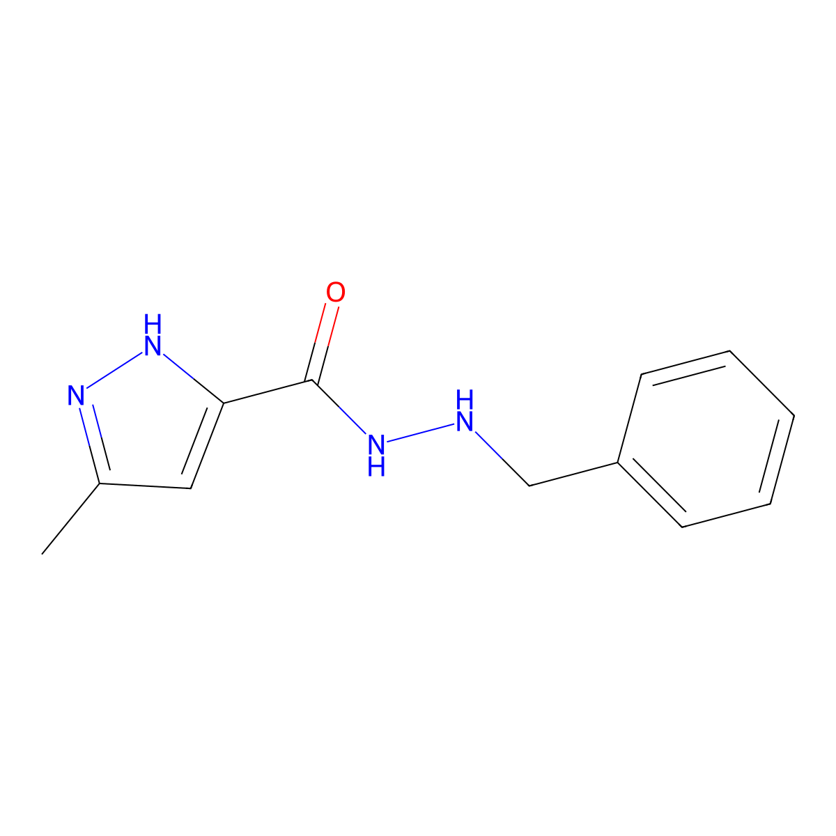 N'-benzyl-3-methyl-1H-pyrazole-5-carbohydrazide molecular structure, CAS 6736-45-4