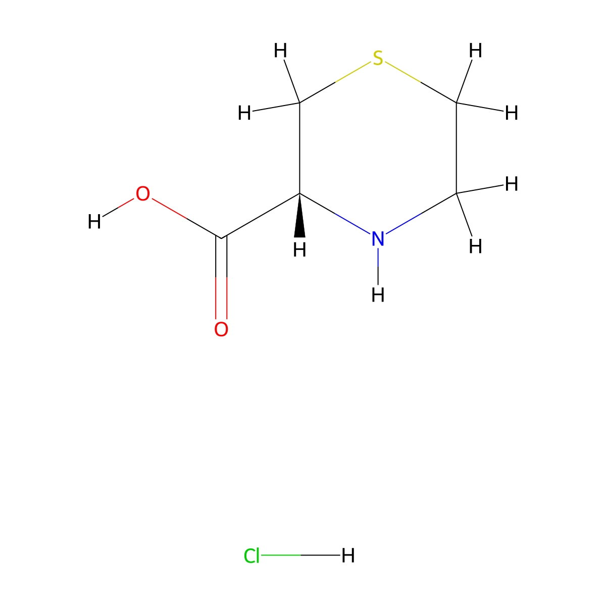(R)-Thiomorpholine-3-carboxylic acid hydrochloride molecular structure, CAS 67362-31-6