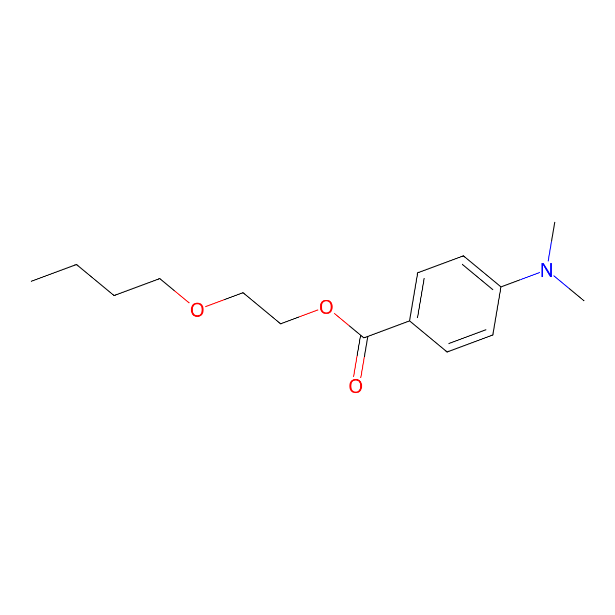 Benzoic acid, 4-(dimethylamino)-, 2-butoxyethyl ester molecular structure, CAS 67362-76-9