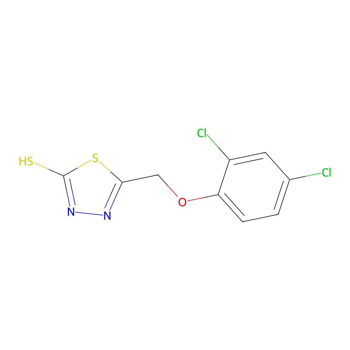 5-[(2,4-Dichlorophenoxy)methyl]-1,3,4-thiadiazole-2-thiol molecular structure, CAS 67365-93-9