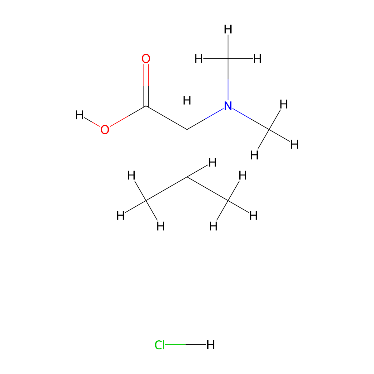 N,N-dimethylvaline hydrochloride molecular structure, CAS 67368-47-2