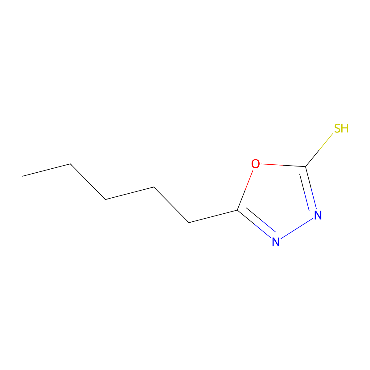 5-pentyl-1,3,4-oxadiazole-2(3H)-thione molecular structure, CAS 67374-69-0