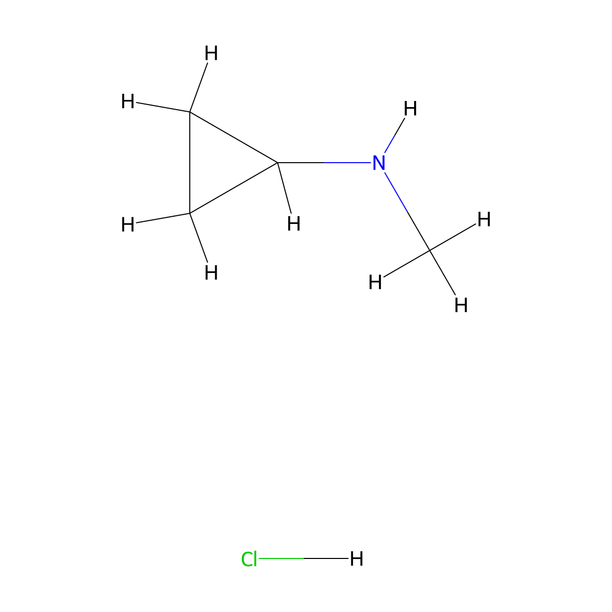 N-methylcyclopropanamine hydrochloride molecular structure, CAS 67376-94-7