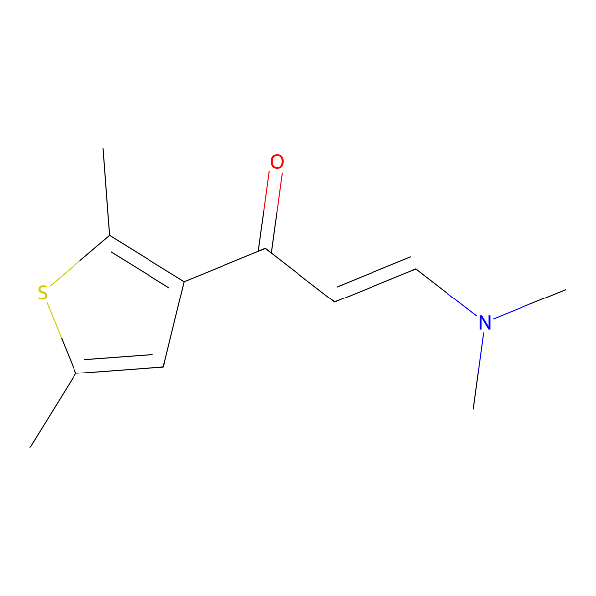 (2E)-3-(dimethylamino)-1-(2,5-dimethylthiophen-3-yl)prop-2-en-1-one molecular structure, CAS 67382-37-0