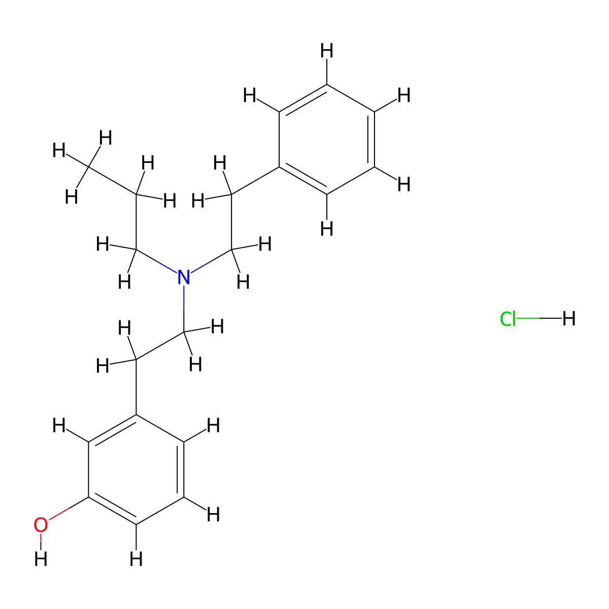 Phenol, 3-(2-((2-phenylethyl)propylamino)ethyl)-, hydrochloride (1:1) molecular structure, CAS 67383-44-2