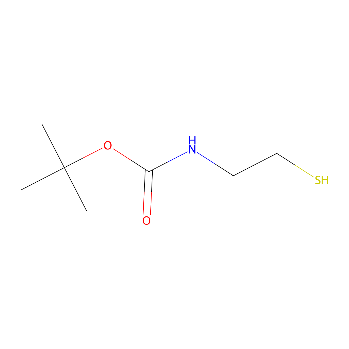 N-(tert-butoxycarbonyl)-2-aminoethanethiol molecular structure, CAS 67385-09-5