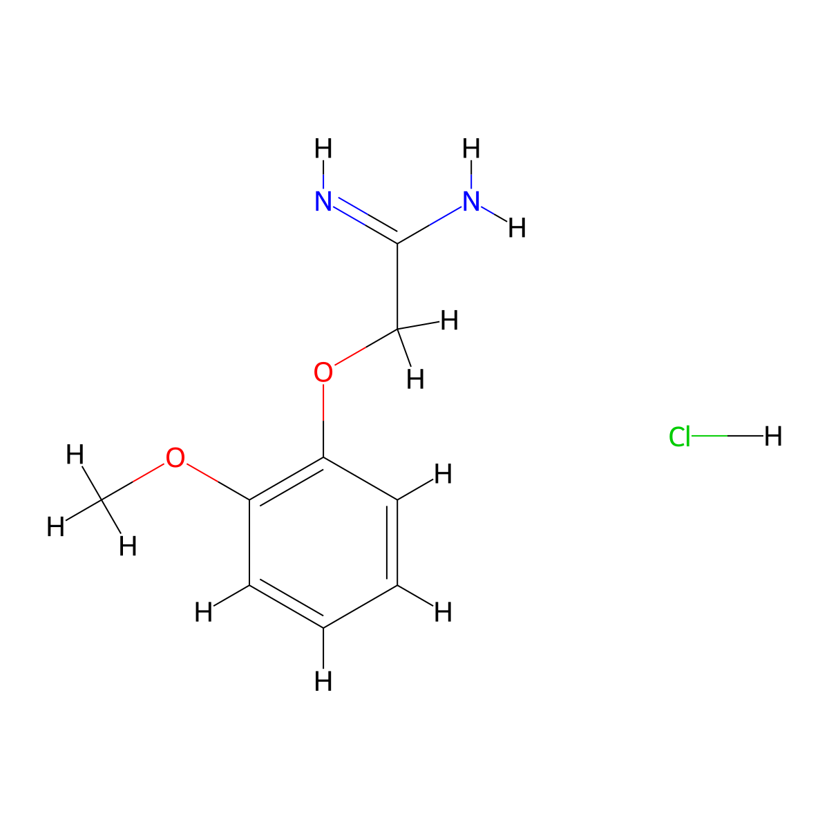 2-(2-Methoxyphenoxy)ethanimidamide hydrochloride molecular structure, CAS 67386-40-7