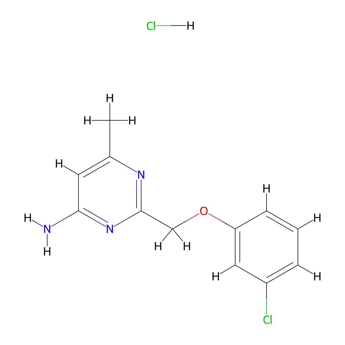 Pyrimidine, 4-amino-2-((m-chlorophenoxy)methyl)-6-methyl-, hydrochloride molecular structure, CAS 67386-60-1
