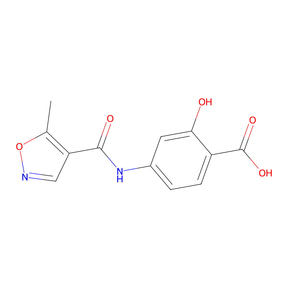 2-Hydroxy-4-(5-methyl-1,2-oxazole-4-amido)benzoic acid molecular structure, CAS 67387-53-5