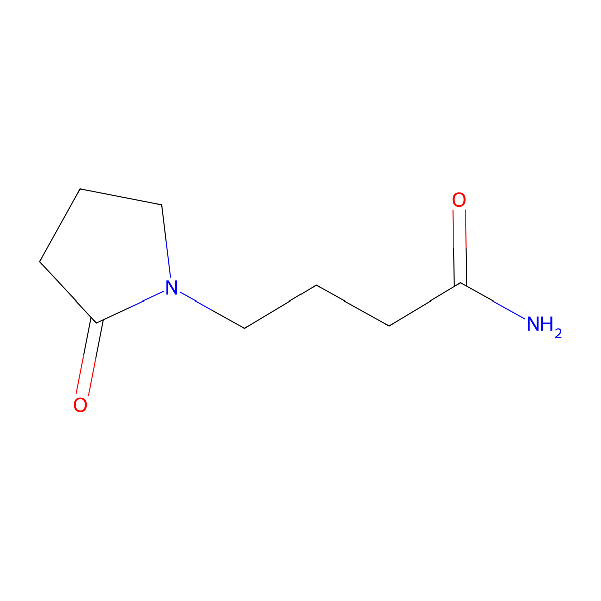2-Oxo-1-pyrrolidinebutyramide molecular structure, CAS 6739-79-3