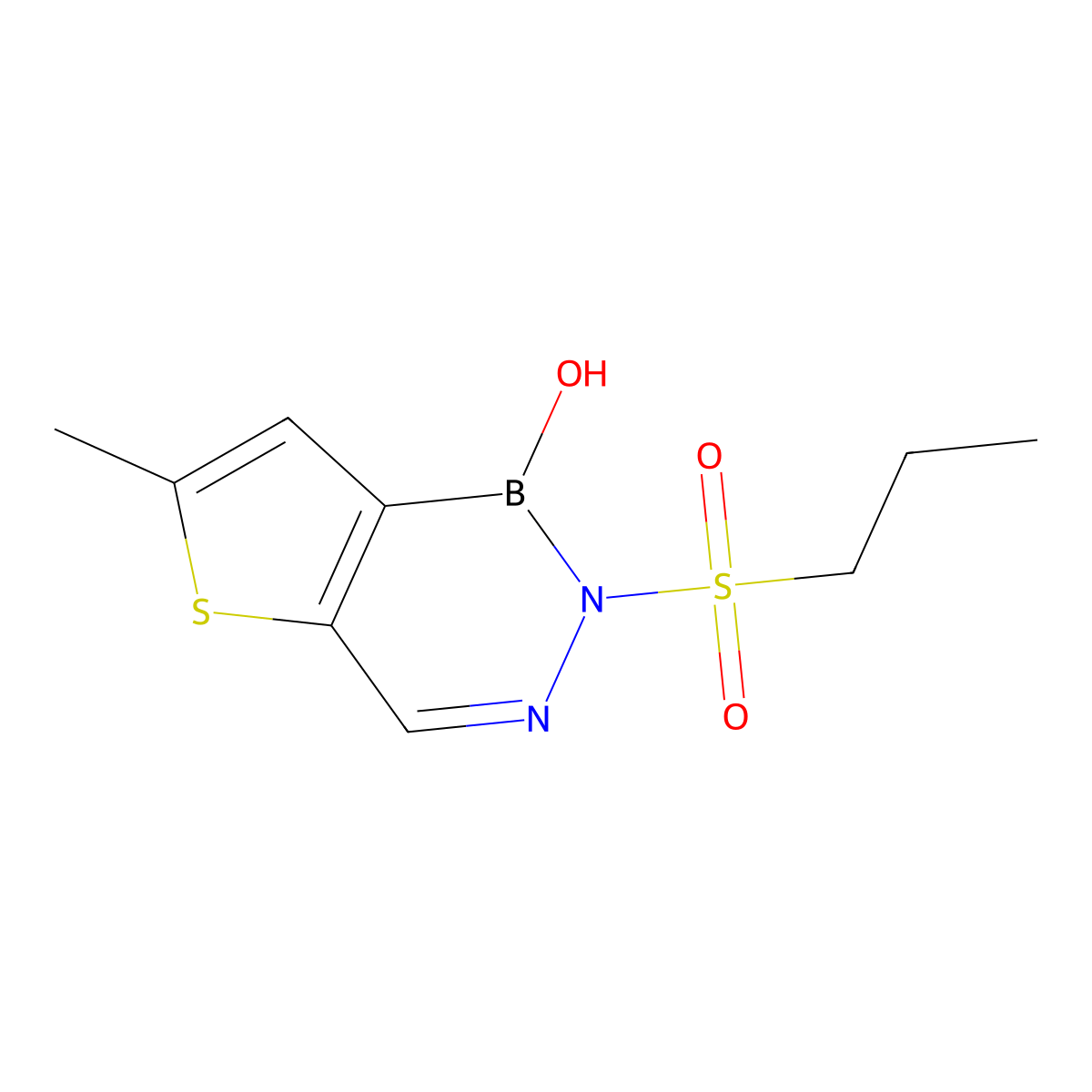 1,2-dihydro-1-hydroxy-6-methyl-2-(propanesulfonyl)-thieno(3,2D)(1,2,3)-diazaborine molecular structure, CAS 67398-03-2