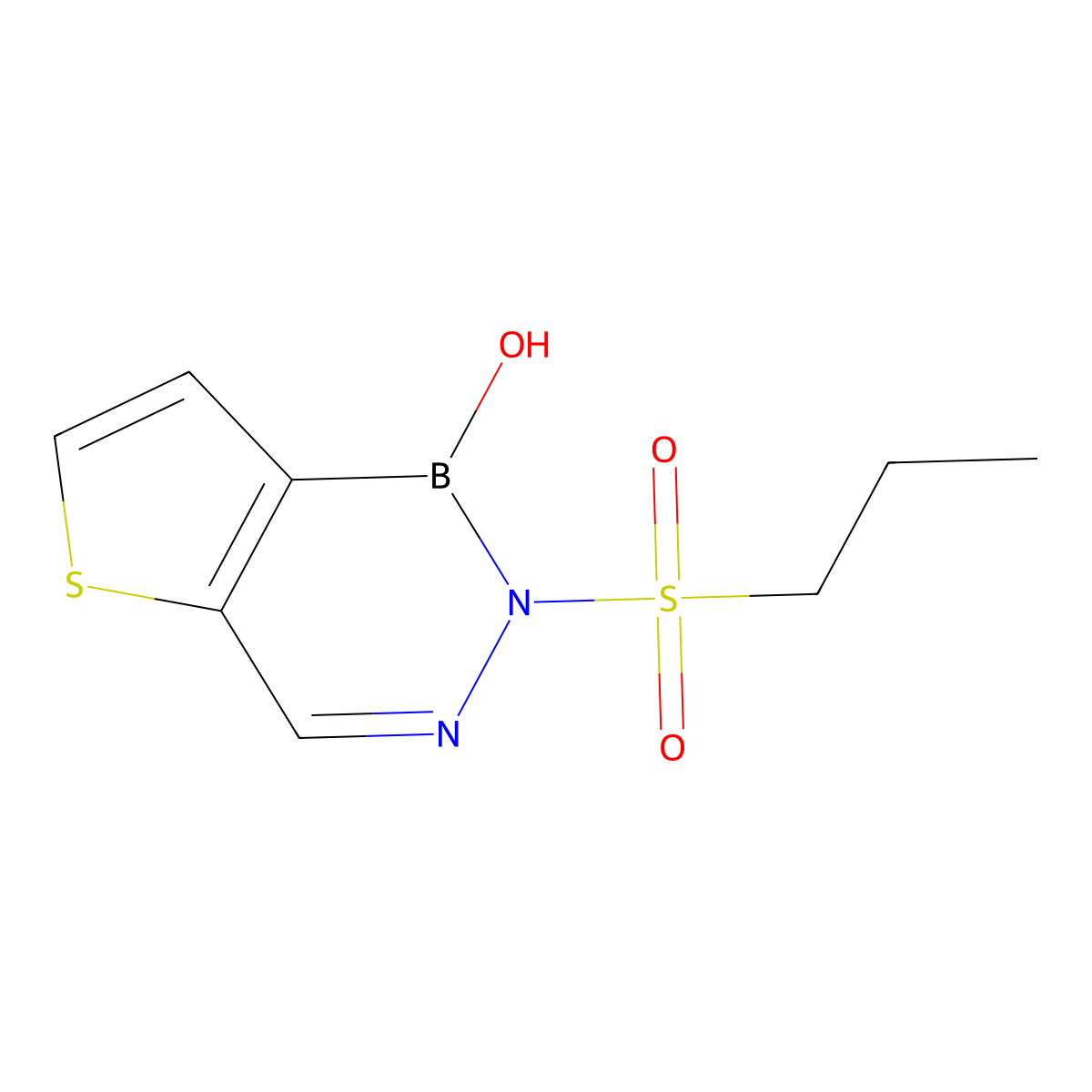 2-(Propylsulfonyl)thieno[3,2-d][1,2,3]diazaborinin-1(2h)-ol molecular structure, CAS 67398-10-1