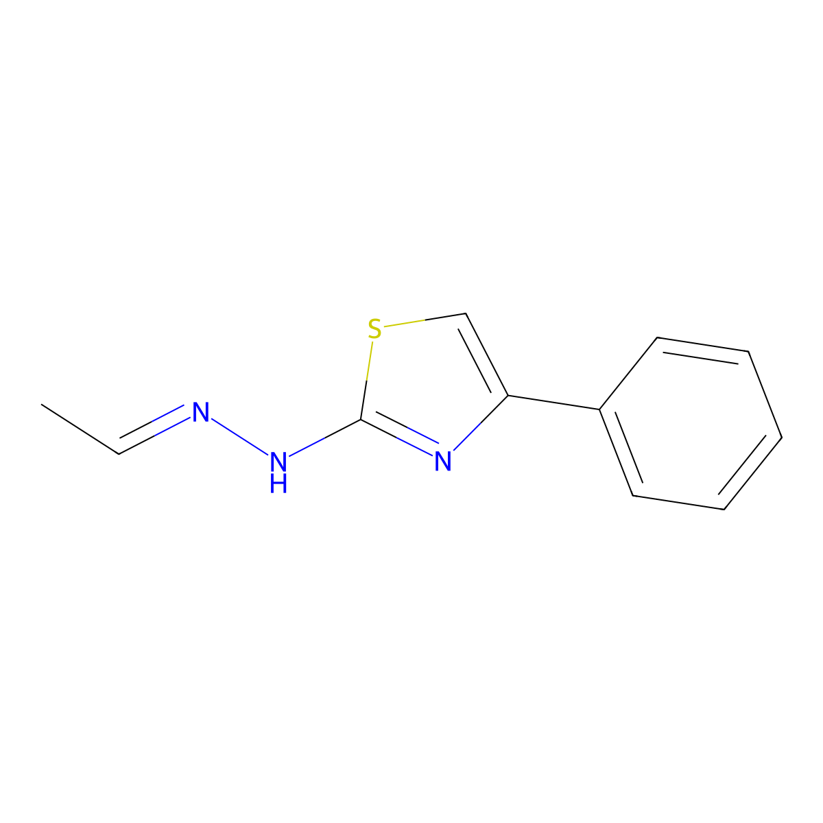 Acetaldehyde, 2-(4-phenyl-2-thiazolyl)hydrazone molecular structure, CAS 67399-16-0