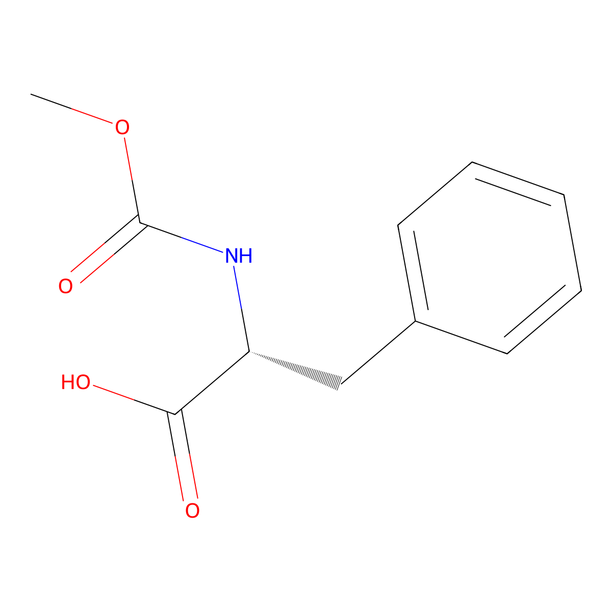 (R)-2-(methoxycarbonylamino)-3-phenylpropanoic acid molecular structure, CAS 67401-65-4