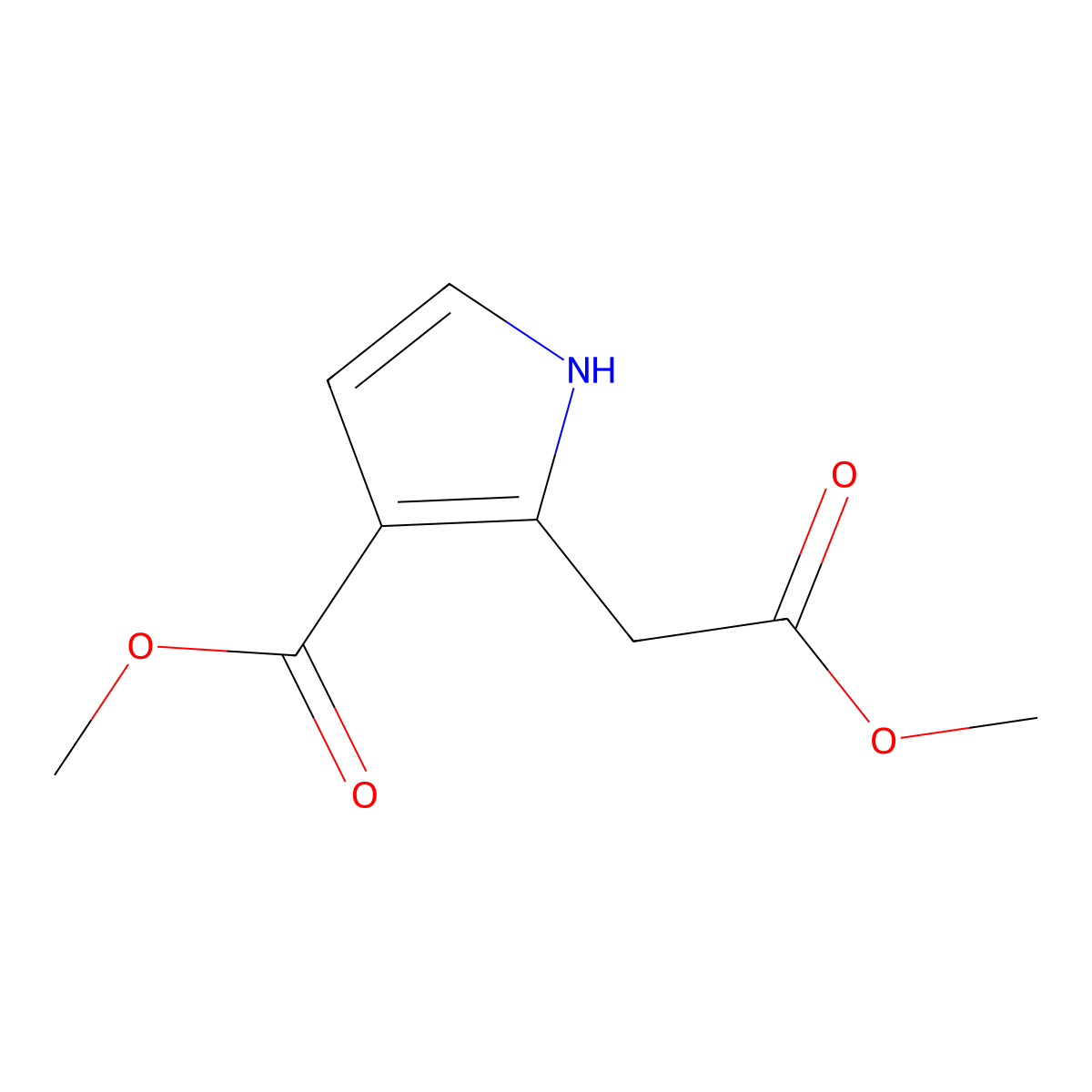 methyl 2-(2-methoxy-2-oxoethyl)-1H-pyrrole-3-carboxylate molecular structure, CAS 67411-02-3