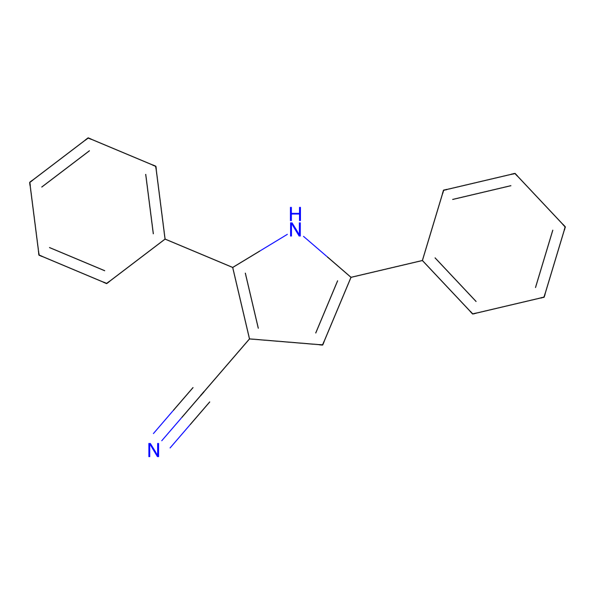 2,5-diphenyl-1H-pyrrole-3-carbonitrile molecular structure, CAS 67421-66-3