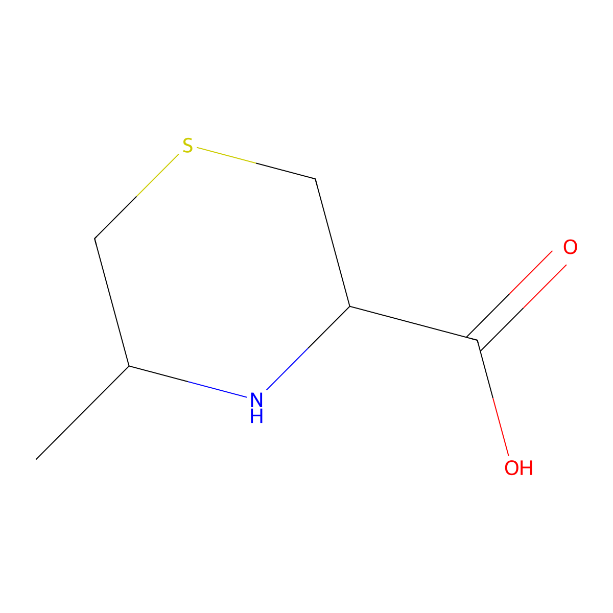 5-Methylthiomorpholine-3-carboxylic acid molecular structure, CAS 67424-44-6