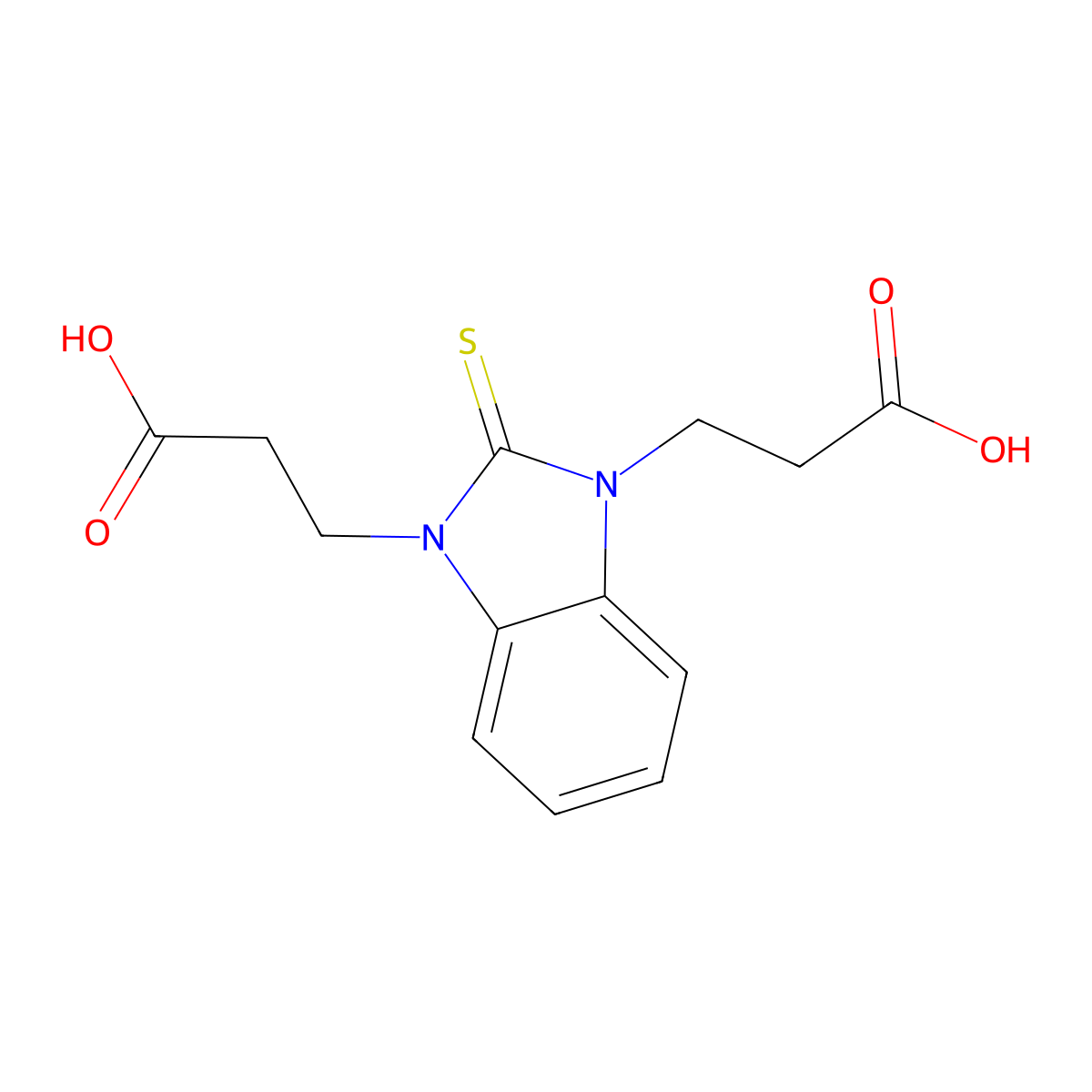 3-[3-(2-carboxyethyl)-2-sulfanylidene-2,3-dihydro-1H-1,3-benzodiazol-1-yl]propanoic acid molecular structure, CAS 67427-11-6