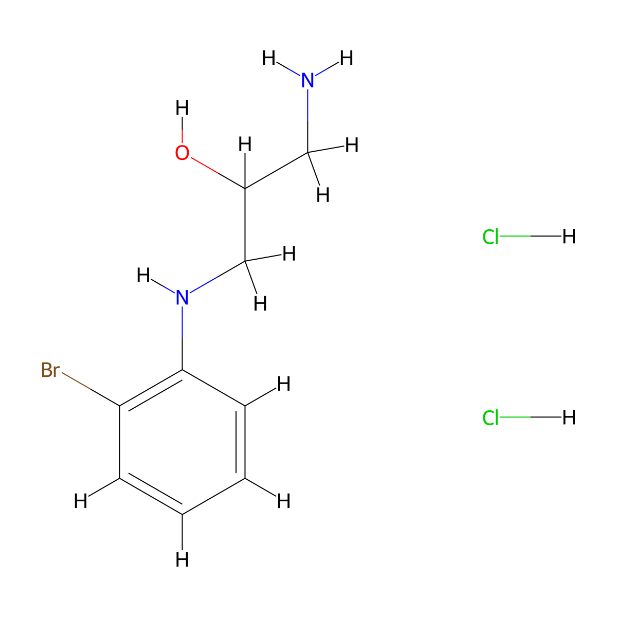 1-Amino-3-(2-bromoanilino)propan-2-ol--hydrogen chloride (1/2) molecular structure, CAS 67427-57-0