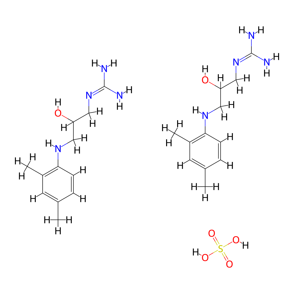 Guanidine, 1-(2-hydroxy-3-(2,4-xylidino)propyl)-, hemisulfate, dl- molecular structure, CAS 67427-67-2